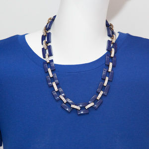 J. Crew Blue Stone Rhinestone Link Necklace
